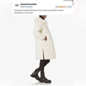 Amazon Essentials Women's Long Puffer Coat - Cream